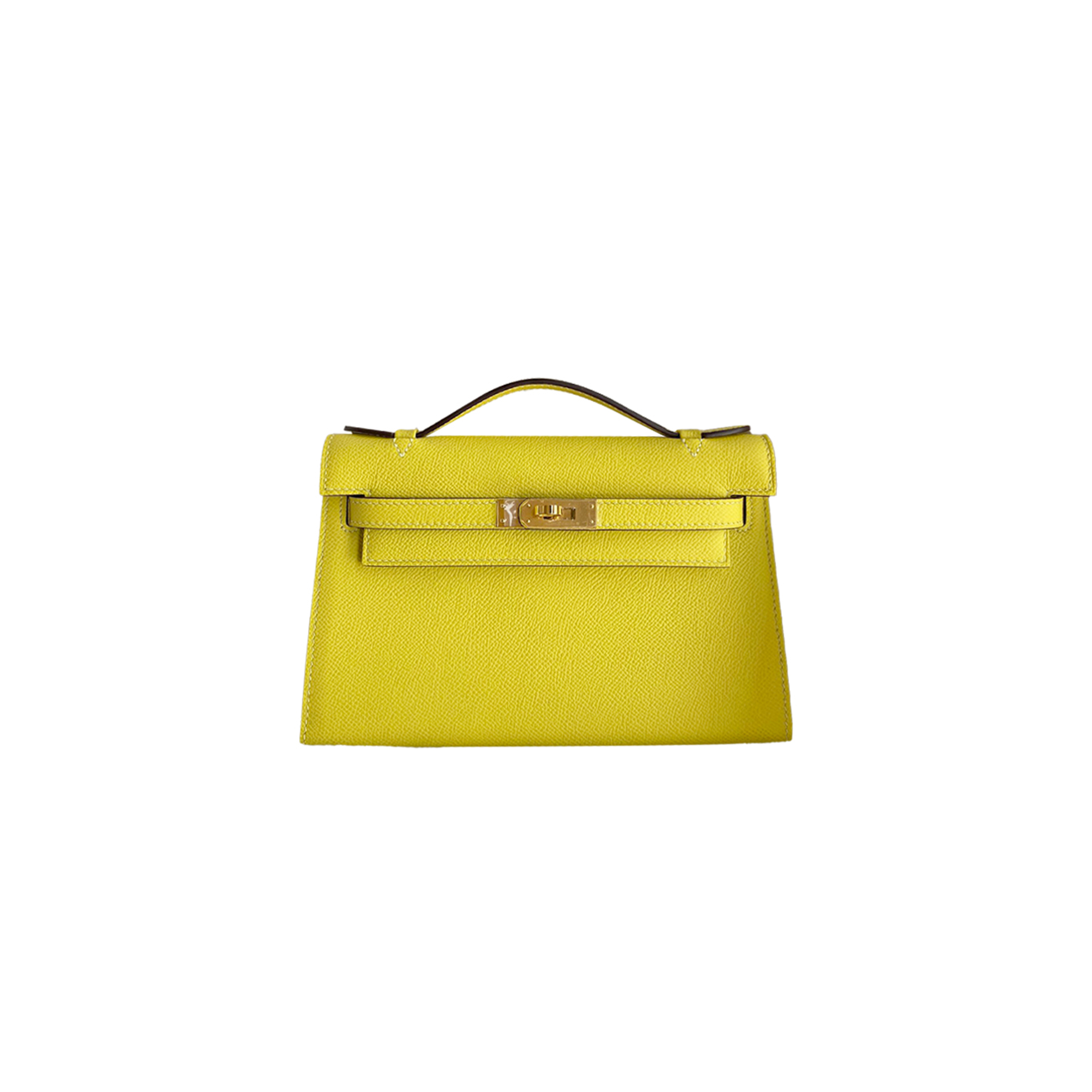 HERMES MASTER MINI KELLY FIRST GENERATION EPSOM LEMON GOLD BUCKLE (22*14*7cm) 